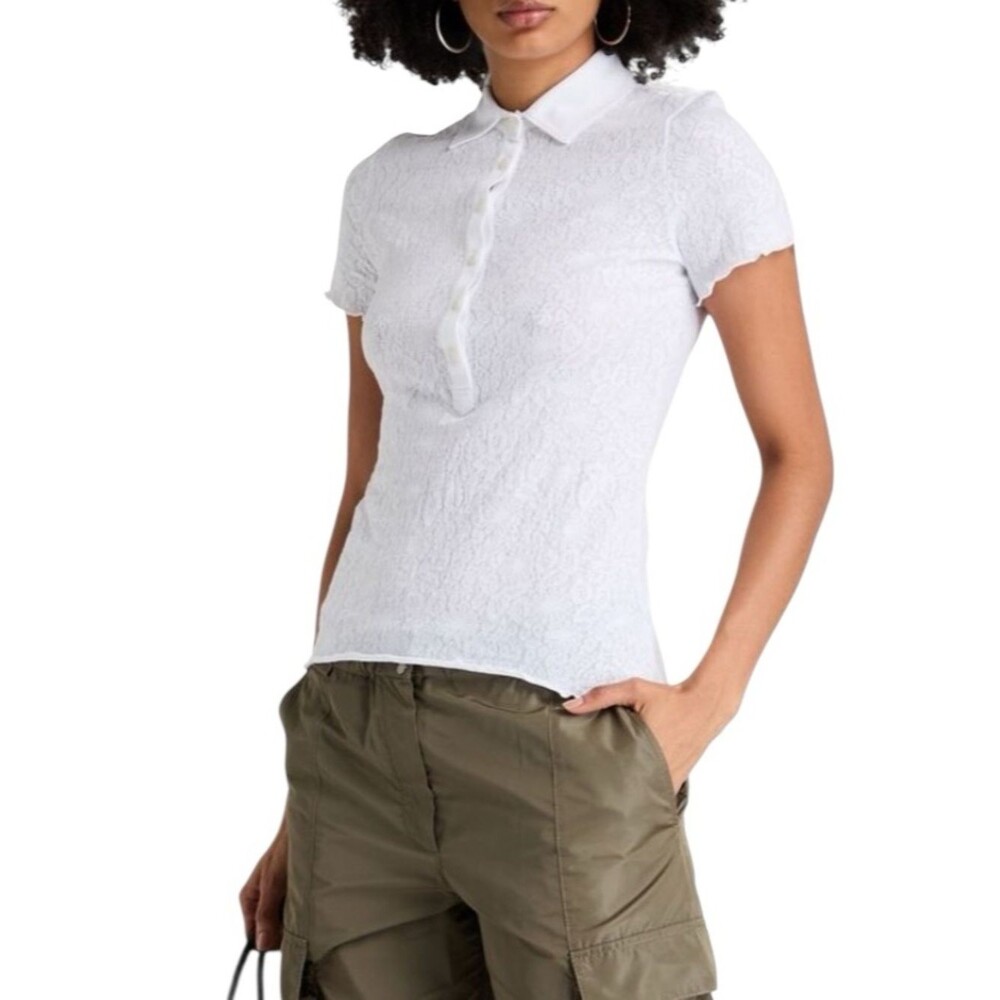 RAG & BONE Gemma jacquard-knit Polo Shirt in White